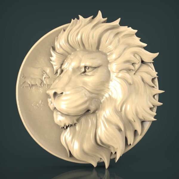 3D STL Model for CNC and 3d Printer - Bas-Relief "Lion"