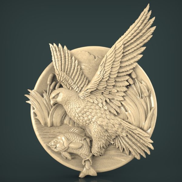 3D STL Model for CNC and 3d Printer - Bas-Relief "Hawk"