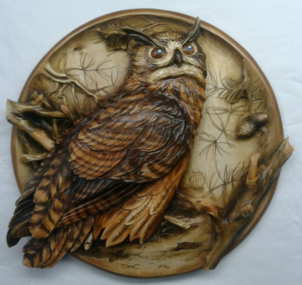 3D STL Model for CNC and 3d Printer - Bas-Relief "Eagle-owl"