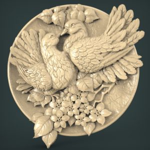 3D STL Model for CNC and 3d Printer - Bas-Relief "Pigeons"