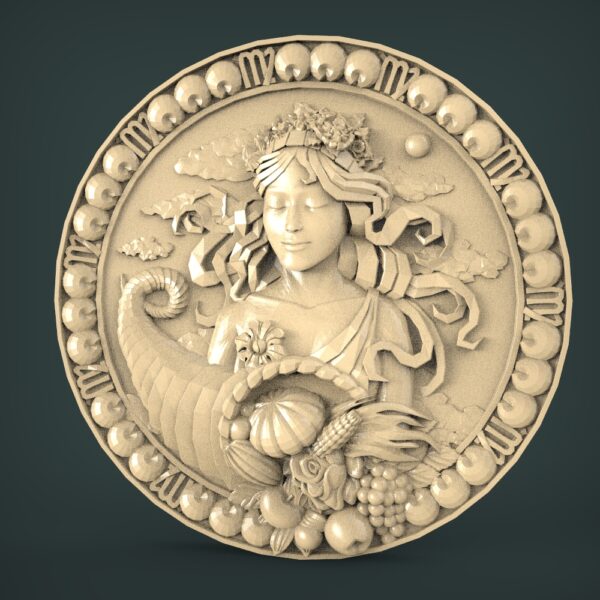 3D STL Model for CNC and 3d Printer - Bas-Relief "Zodiac sign Virgo"