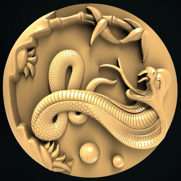 3D STL Model for CNC and 3d Printer - Bas-Relief "Snake"